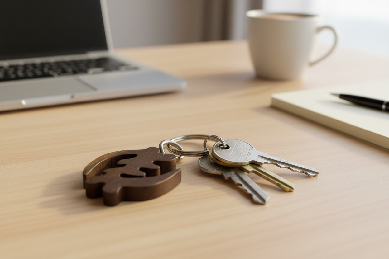 Gye Nyame Keychain – Handcrafted Ebony Wood from Togo