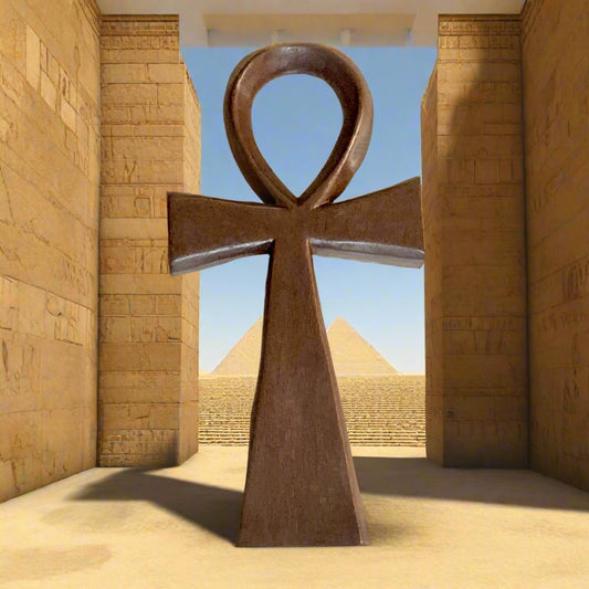 Handcrafted Brown Ankh Wall Art, Cedar Wood, Made in Ghana