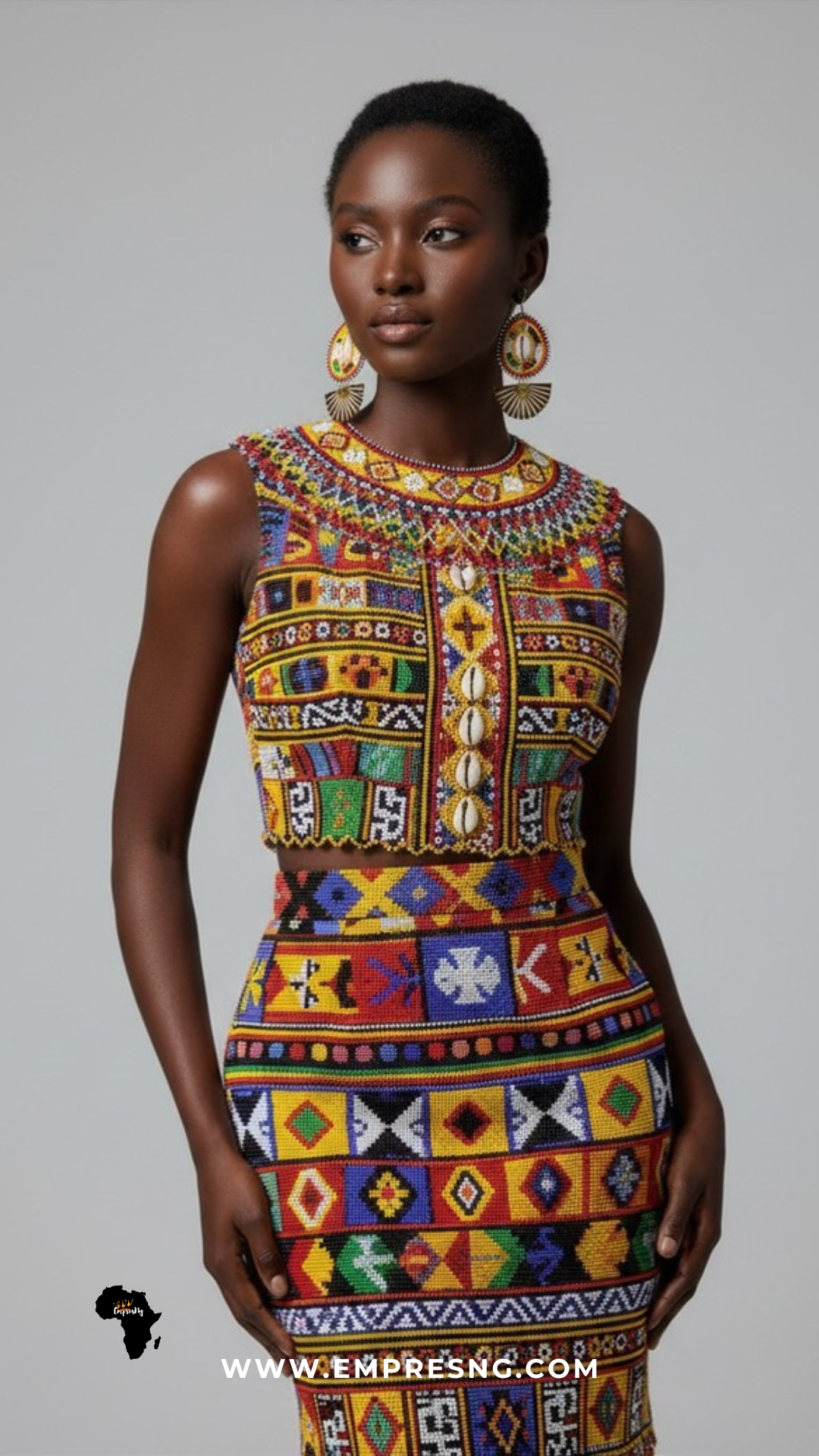 Handcrafted Beaded Cowrie Dangle Earrings from Ghana