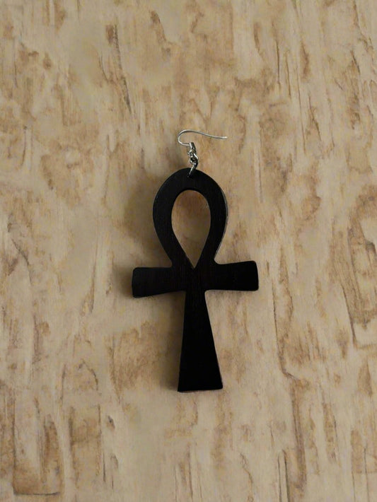 Ebony Ankh Earrings - Large