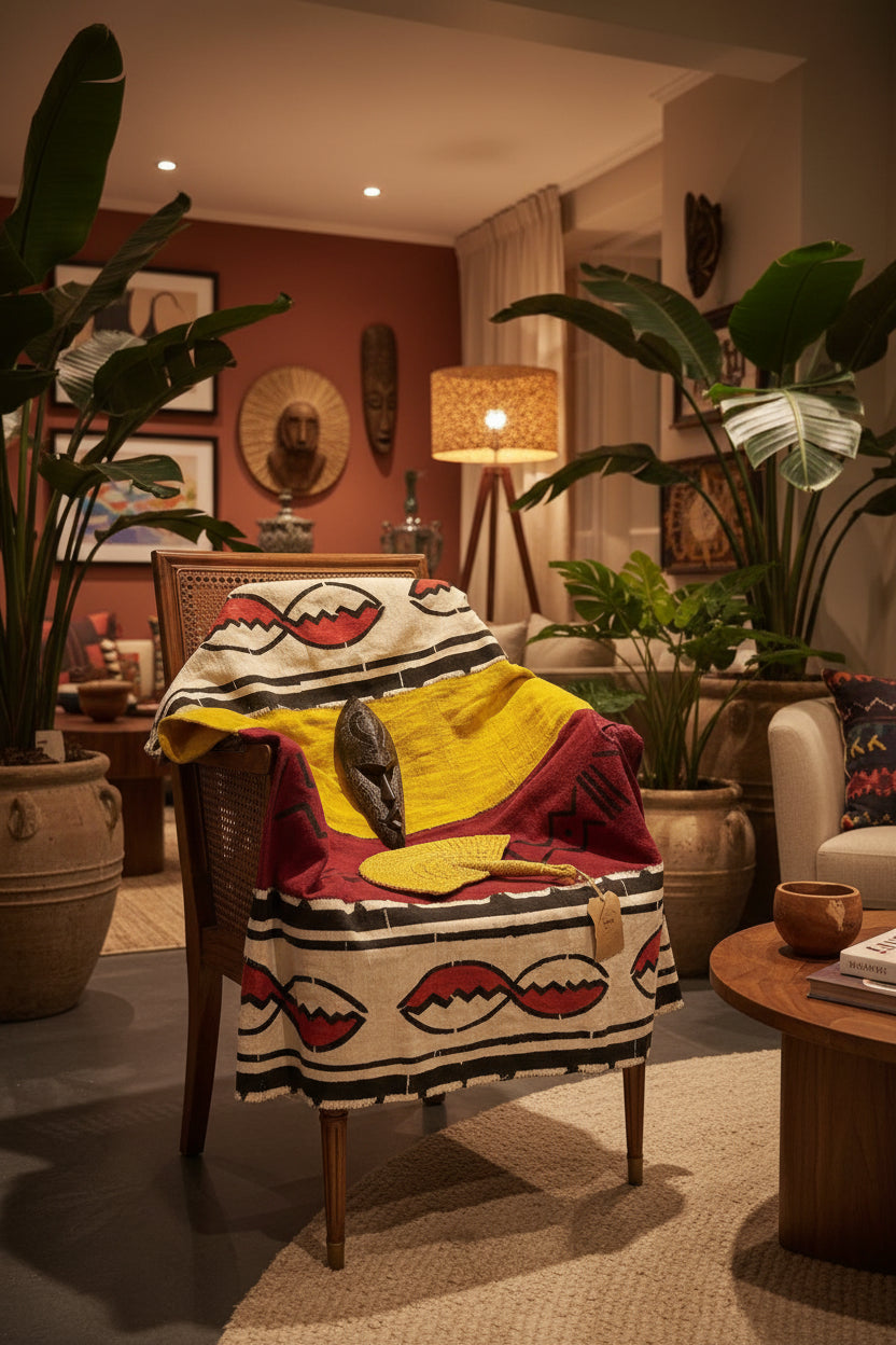 Cloth of the Crossroads — Bògòlanfini Mudcloth Throw, Bolgatanga, Ghana