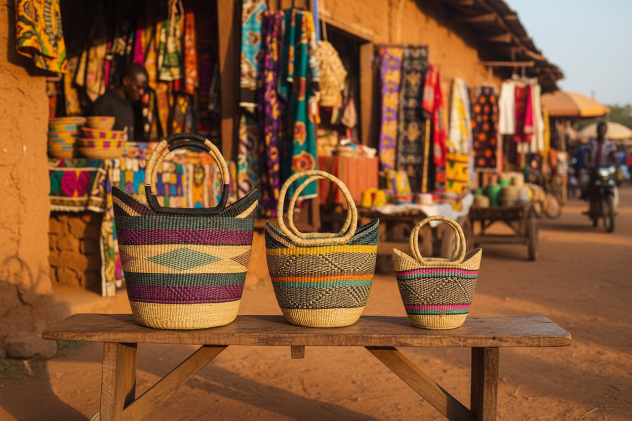 Authentic Ghanaian Bolga Basket – Large Handwoven Market Tote