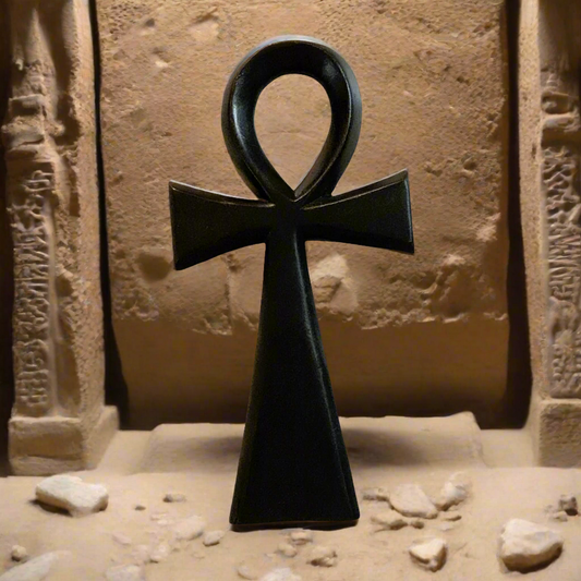Handcrafted Black Ankh Wall Art, Cedar Wood, Made in Ghana