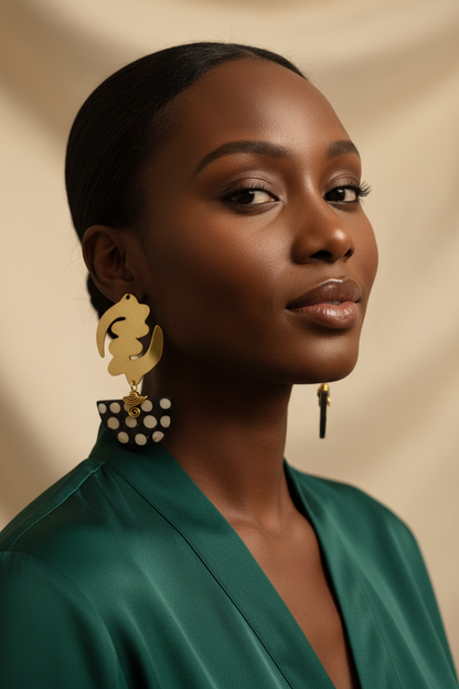 Gye Nyame Brass and Bone Earrings