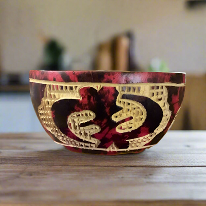 Adinkra Unity Bowl, Handcarved Sese Wood, Made in Ghana