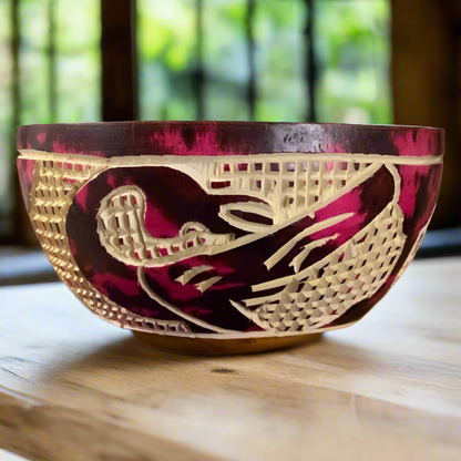 Adinkra Unity Bowl, Handcarved Sese Wood, Made in Ghana