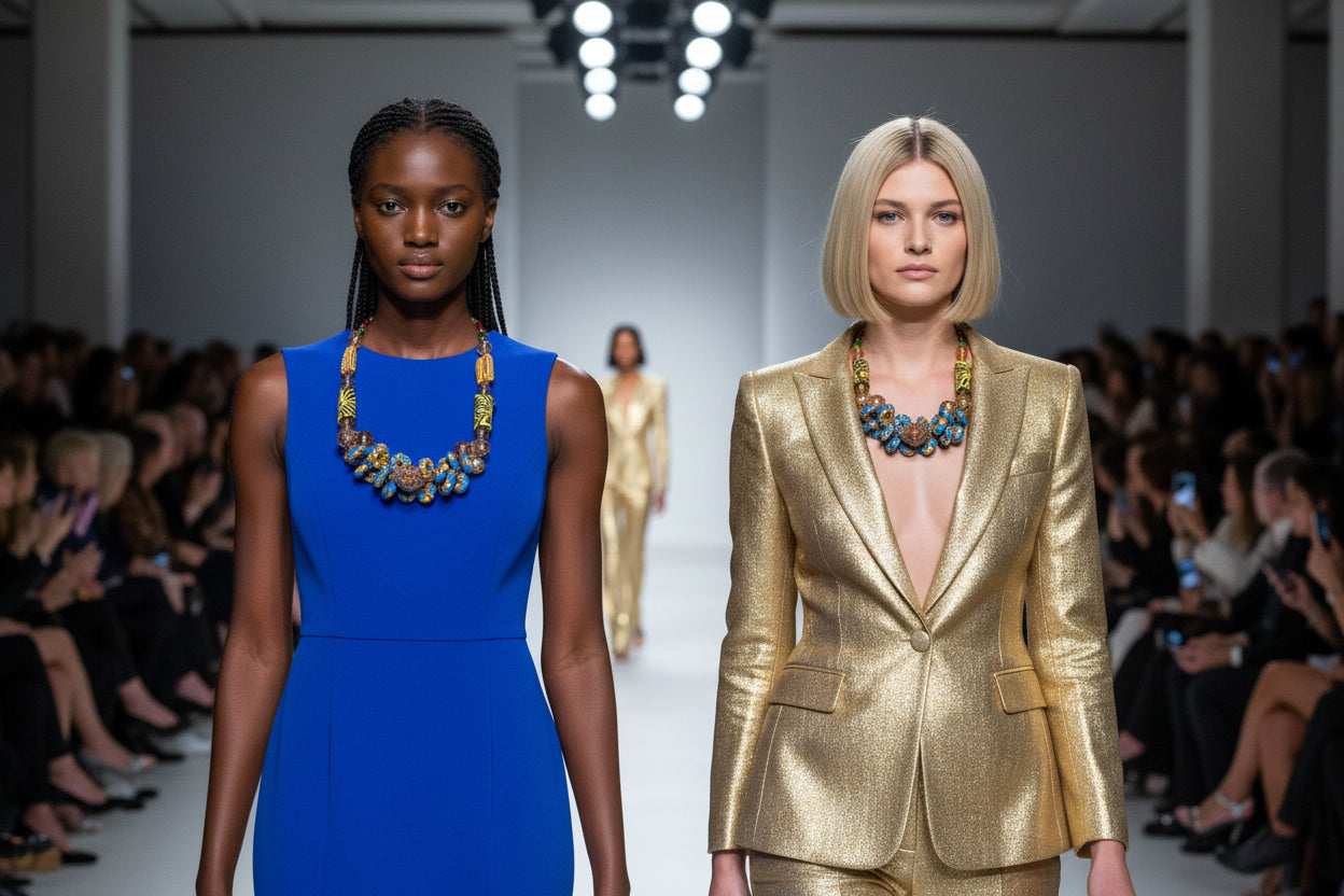 Accra Blue Royalty Krobo Statement Necklace