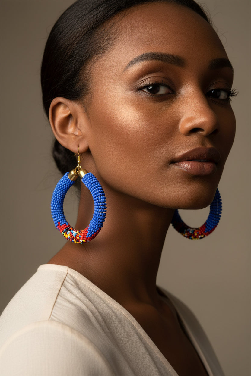 Handcrafted Hoop Beaded Earrings